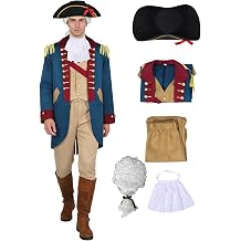 Mens Hamilton Colonial Military Officer Costume Set Washington Regency Uniform for Halloween Cosplay