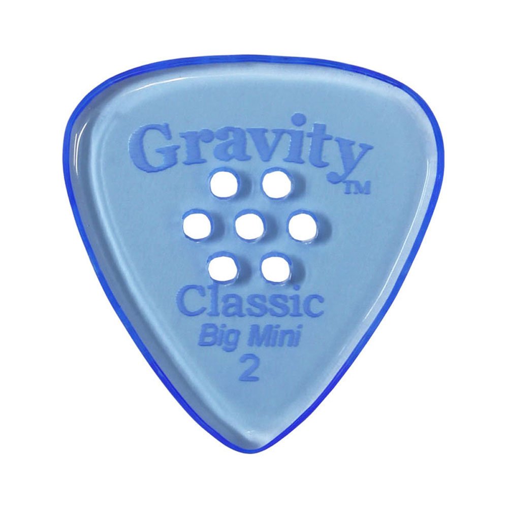 GravityPicks Classic Guitar Pick - 2.0mm Blue- Polished w/Multi-Hole Grip