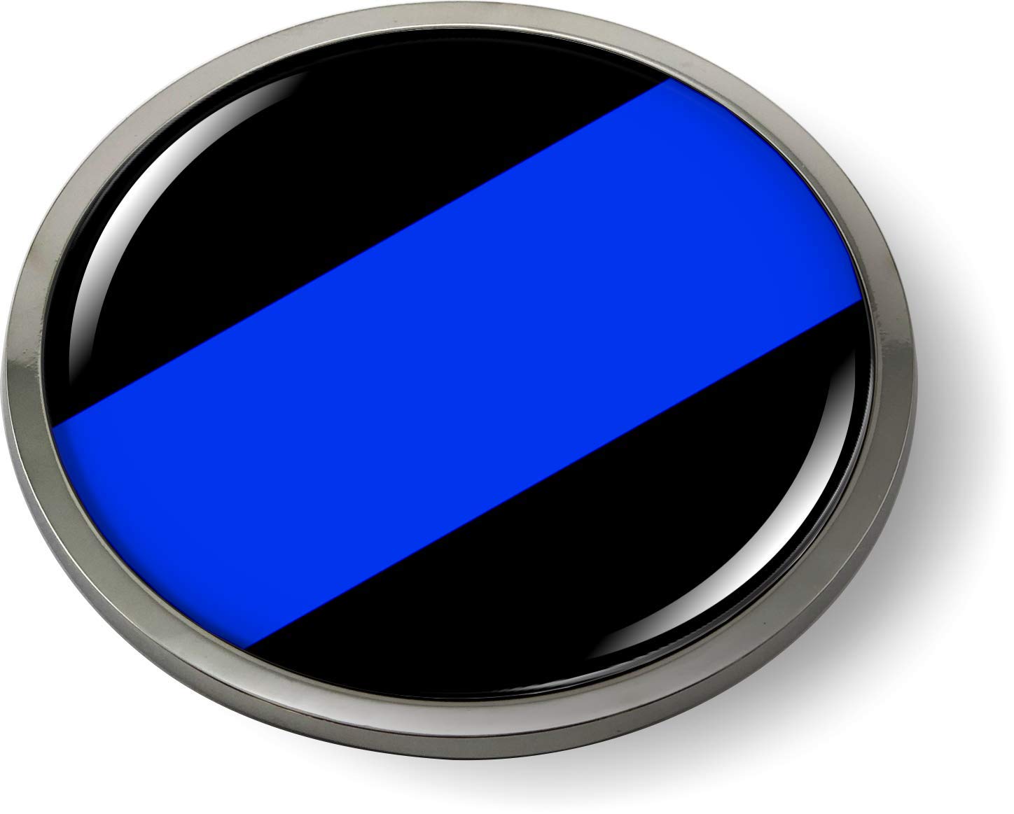 BestLicensePlateFrames Thin Blue LINE 3D Domed CAR Emblem Badge Sticker Round - Picture 1 of 18