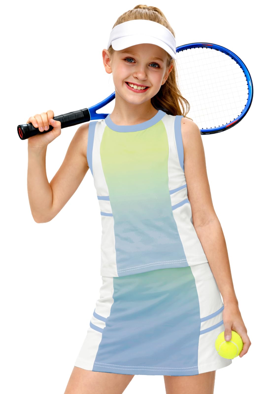 AOBUTE Girls Tennis Golf Outfit Tank Top and Skirt with Shorts Set 4-12 Years