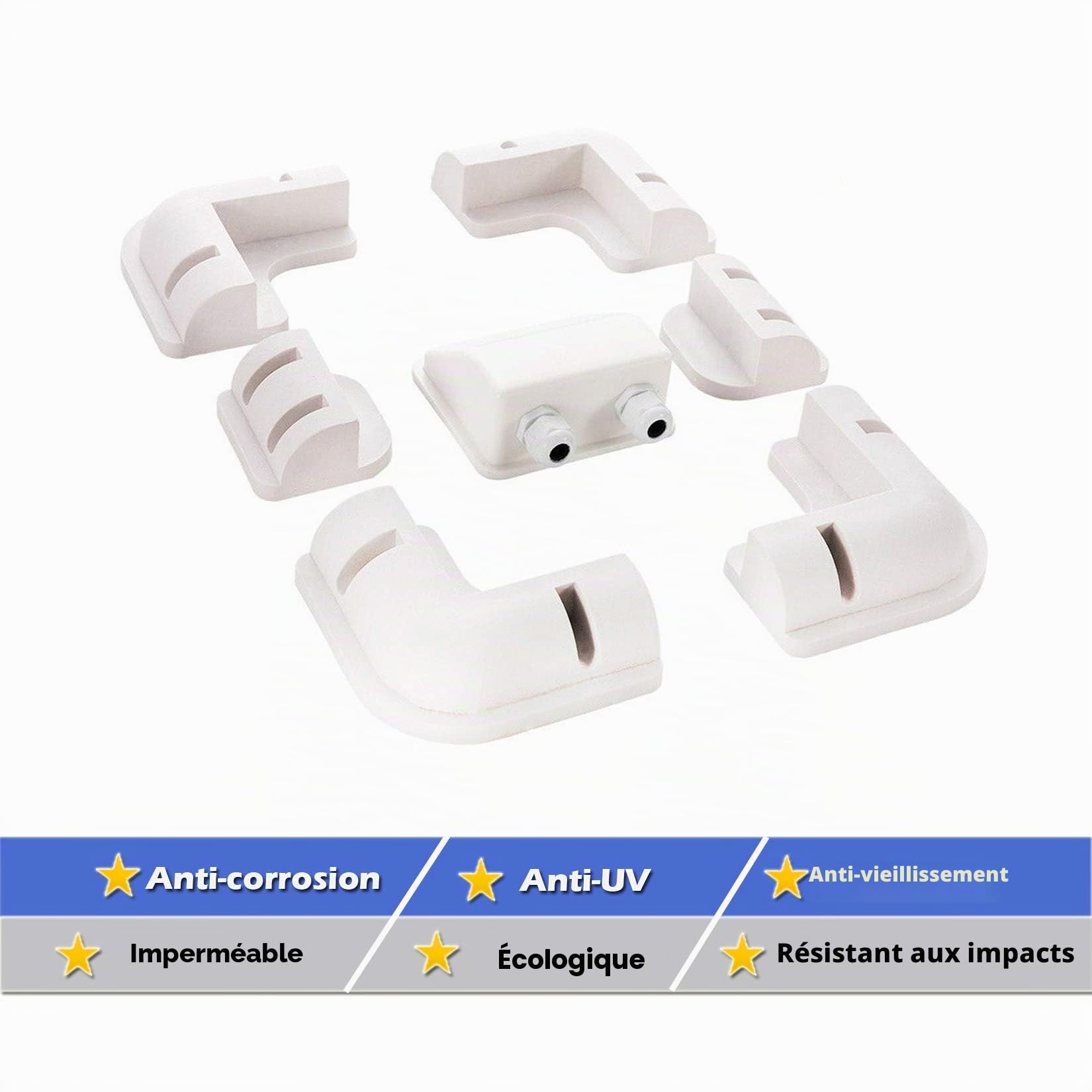 Lot de 7 supports de montage pour panneau solaire sans perçage pour cadre en bois, caravanes, camping-cars, bateaux, abris de jardin, caravanes, capot, blanc