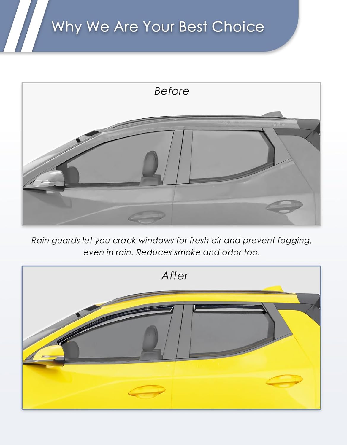 in-Channel Window Rain Guard for Hyundai Santa Cruz 2022 2023 2024 2025 2026 Rain Guards Side Window Visors Low Profile Vent Visor Window Deflectors Vent Shades Car Accessories