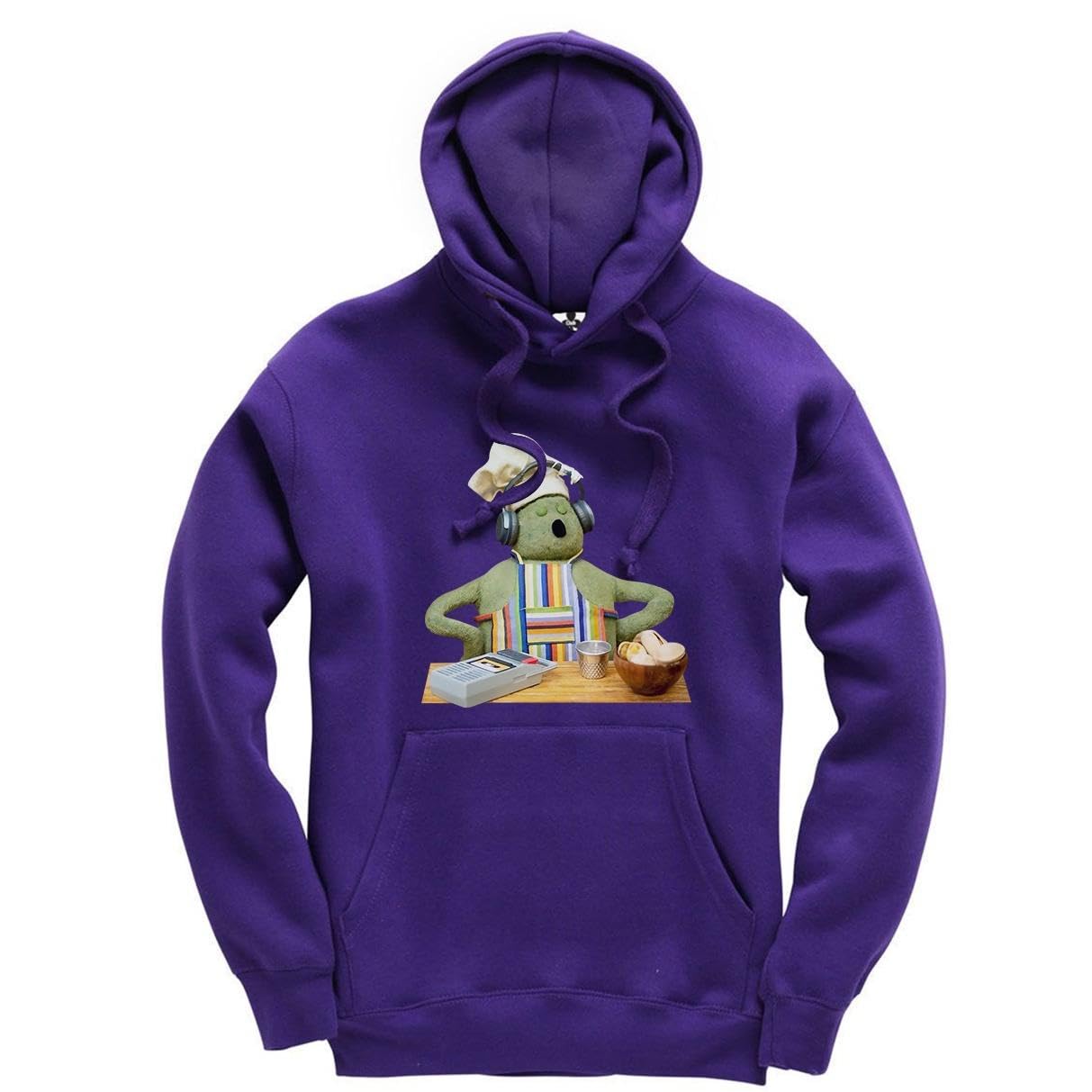 Tiny Chef Headphones Mini Chef Cook Cooking Jumper Unisex Funny Adults Hoodie Jumper Purple