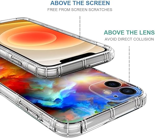 Miniatura 6 de CARLOCA Funda compatible con iPhone 12 Mini, transparente con nubes irreales coloridas, diseño fresco, a prueba de golpes, protección de cuatro