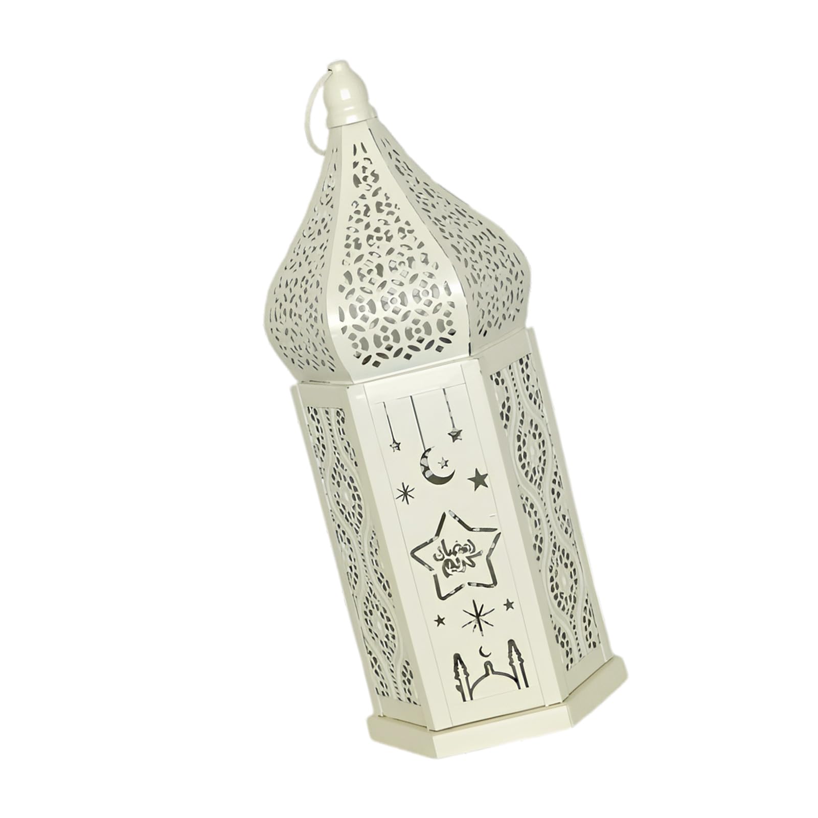 Moroccans Lanterned Decorative, Golden Metal Holder for Hanging Tabletop, Outdoor Indoor Halloween Ramadans Decors Decorative Glim