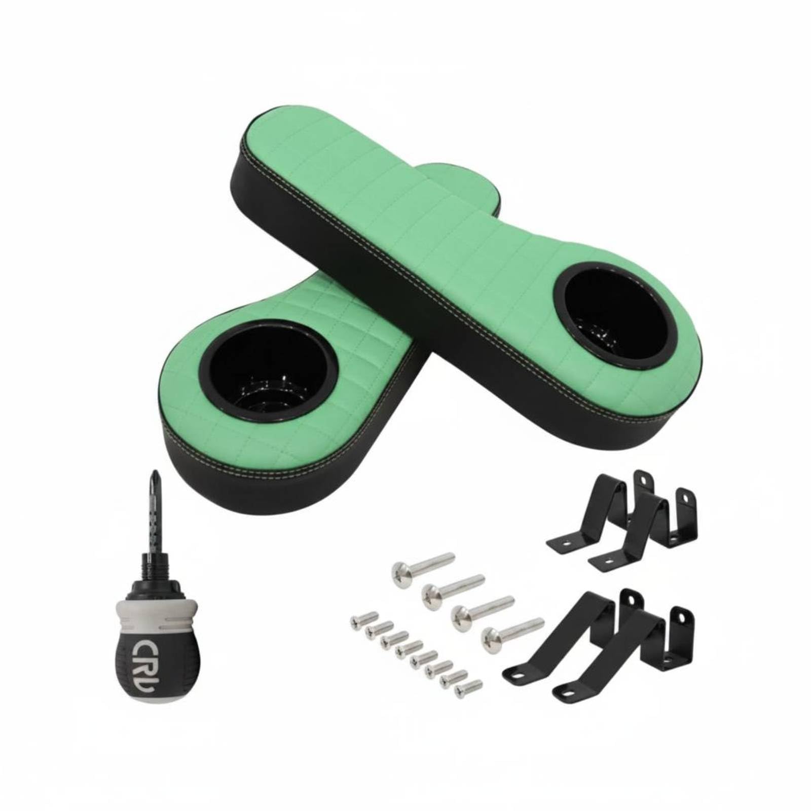 2 Pièces Accoudoir de Véhicule de avec Porte-Gobelet Universel Accoudoir Rembourré Vert Rangement Pratique Accessoire Véhicule