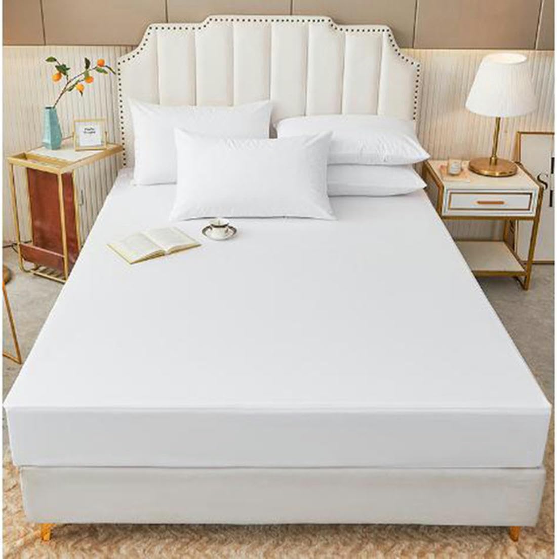 Plaid Flat Sheet, Six Sided All Inclusive Dust Cover, Brushed Fabric