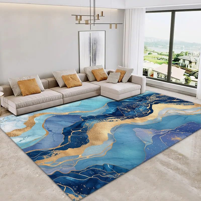 Tapis de salon en marbre 80x150 cm antidérapant à poil court pour chambre et bureau