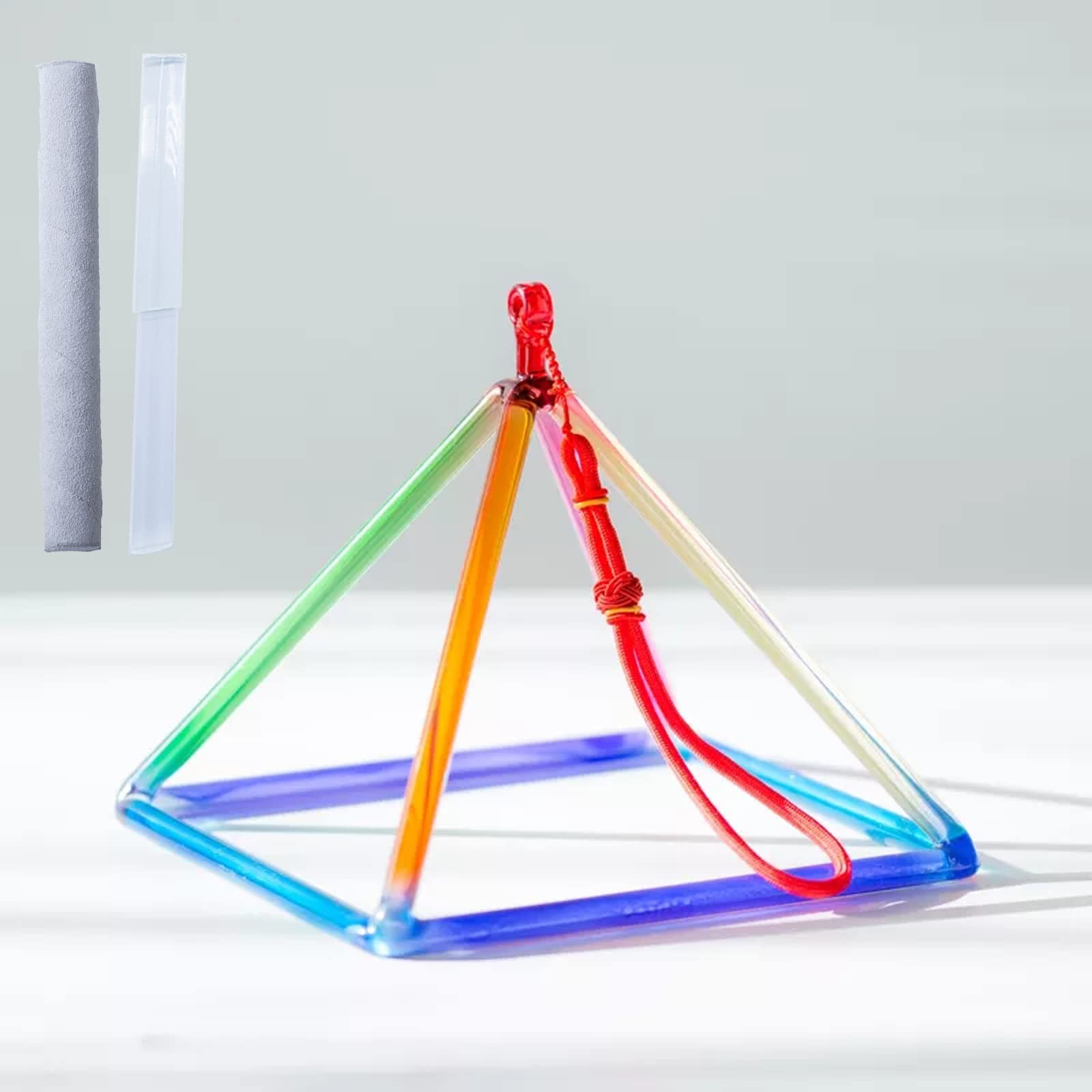 YNIYUJKL Rainbow Crystal Singing Pyramid For Sound Healing Meditation Prayer Healing Musical Instrument,With Two Types Crystal Singing Bowl Striker,12 Inch,12 inch
