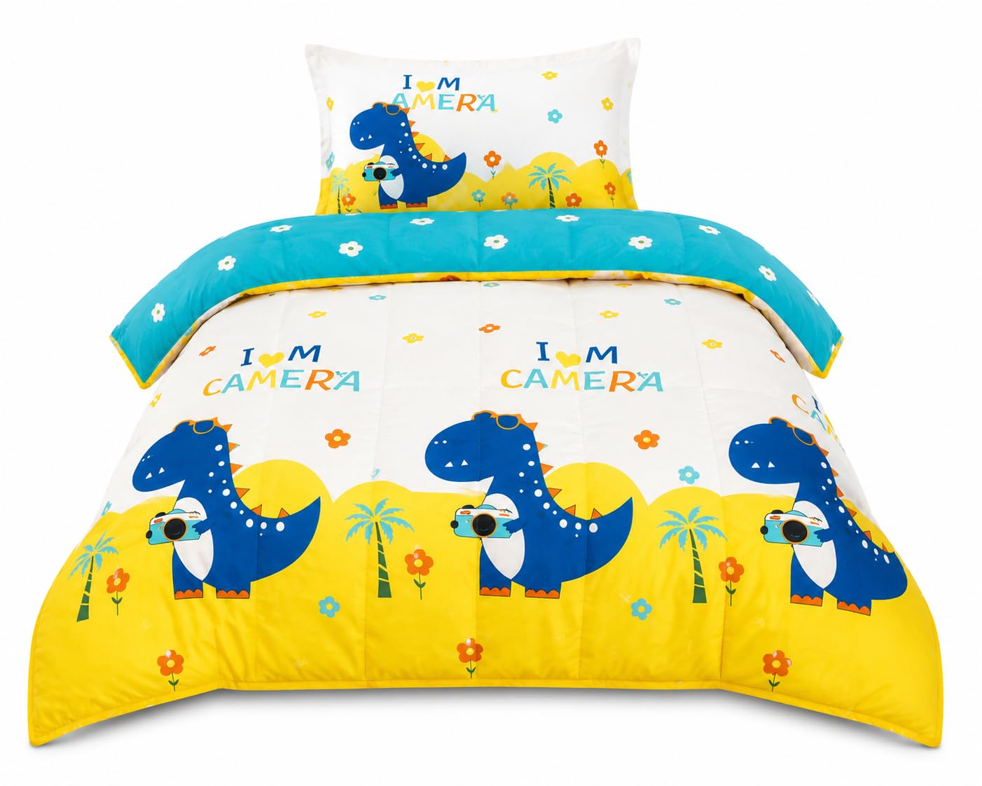 Kids Comforter Animal Print - Single Bed for Kids, 60x90 Inches Comforter for Kids Room, Cartoon Print Blanket for Children, Soft Quilt for Baby Boy Girl, Dino Dreams-image-9