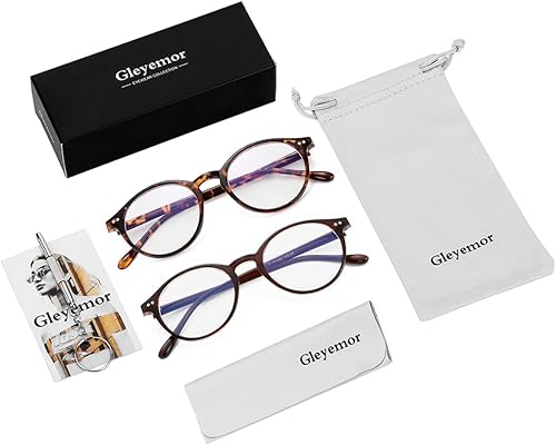 Miniatura 7 de Gleyemor Gafas de luz azul para hombres y mujeres, gafas de computadora de marco redondo vintage