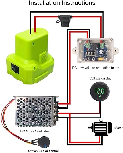 Miniatura 5 de Adaptador de batería de rueda eléctrica para Ryobi 18V ONE+, adaptador inversor de batería mejorado 14AWG con interruptor y módulo de protección de