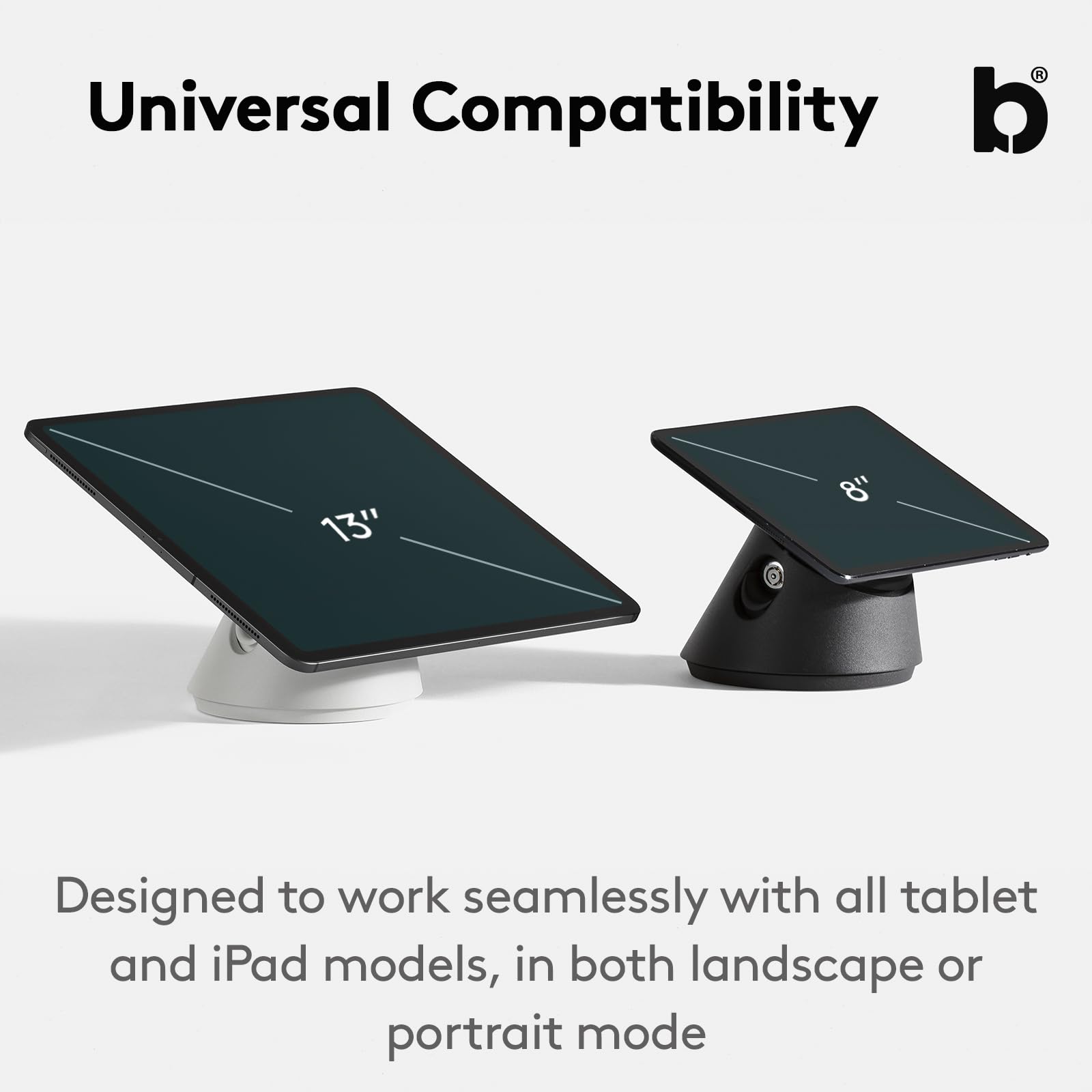 Bouncepad Click Supporto Universale e Sicuro da Parete e da Tavolo Compatibile con Tutti i Tablet e iPad, Bianco