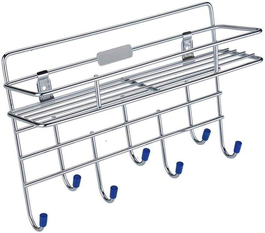 SHENKY 1 Layer with 7 Hooks Stainless Steel Key Laddle Holder with Single Rack Wall Mount
