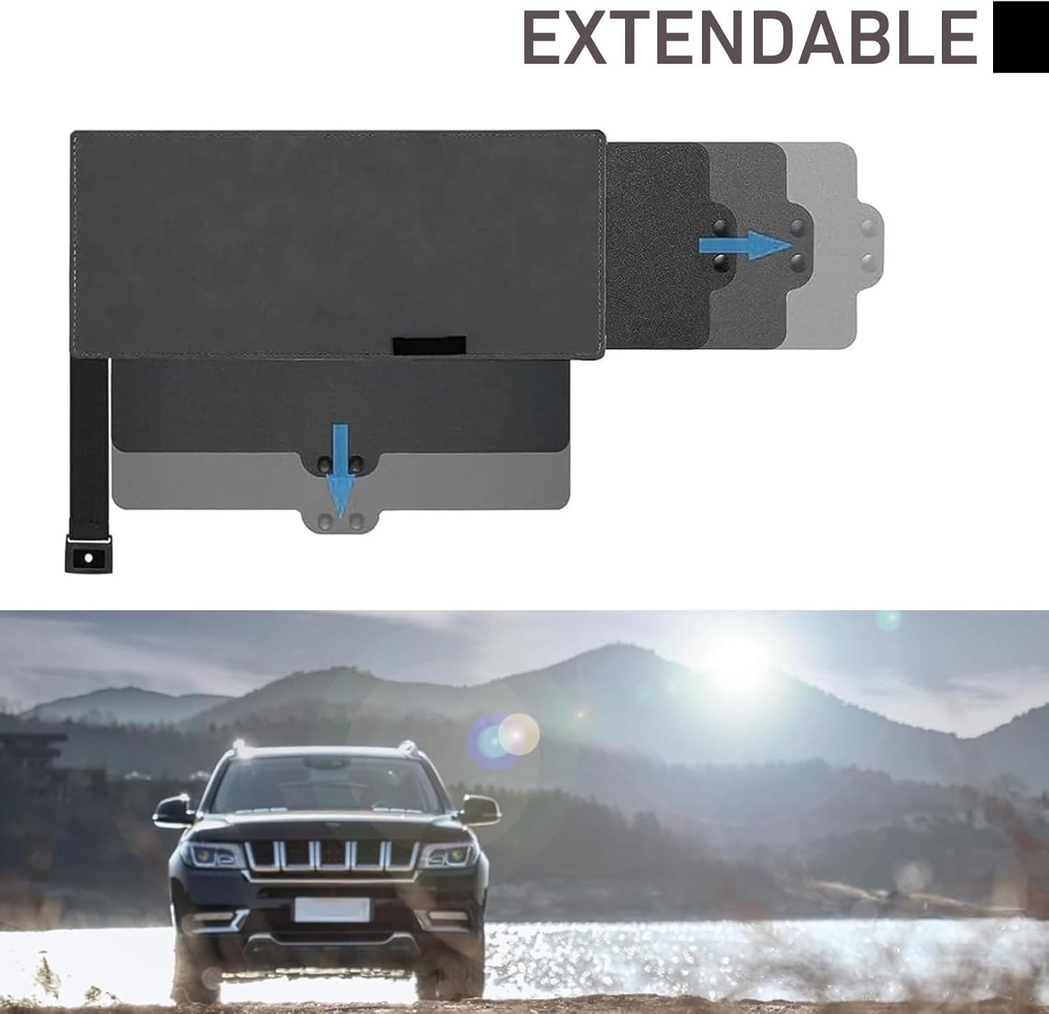 Sun Visor Extender for Car, Universal Clip-On Visor Extender Attachment, Anti-Glare Side Sun Blocker for Car Truck SUV, Automotive Interior Sun Protection (Black)