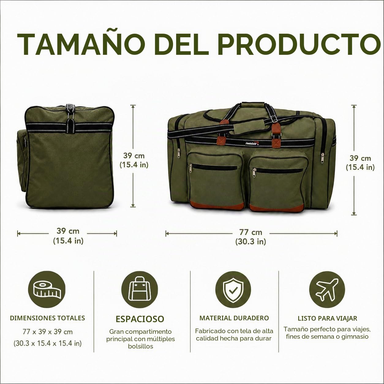 foolsGold Extra Grande de 120L Bolsa Bolso - Verde