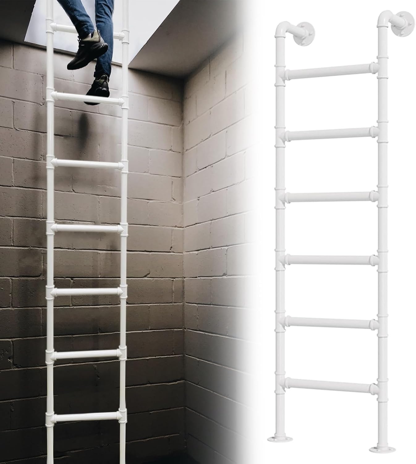 Egress Ladder for Basement Window WellWallMounted Metal Step Ladder 100300cm SpaceSaving Climb for Home Loft Attic Dorm Library Bunk Bed Deck RVFire Escape Safety Solution