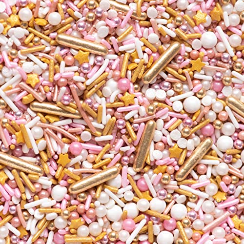 Sweets Indeed Sprinkles, Metallic Sprinkle Mix, Gold Dragée, Silver Dragée, Decoration Only, Perfect For Cake Decorations, Cupcake Topper, 6 Ounces (Rose Gold) #TOP5