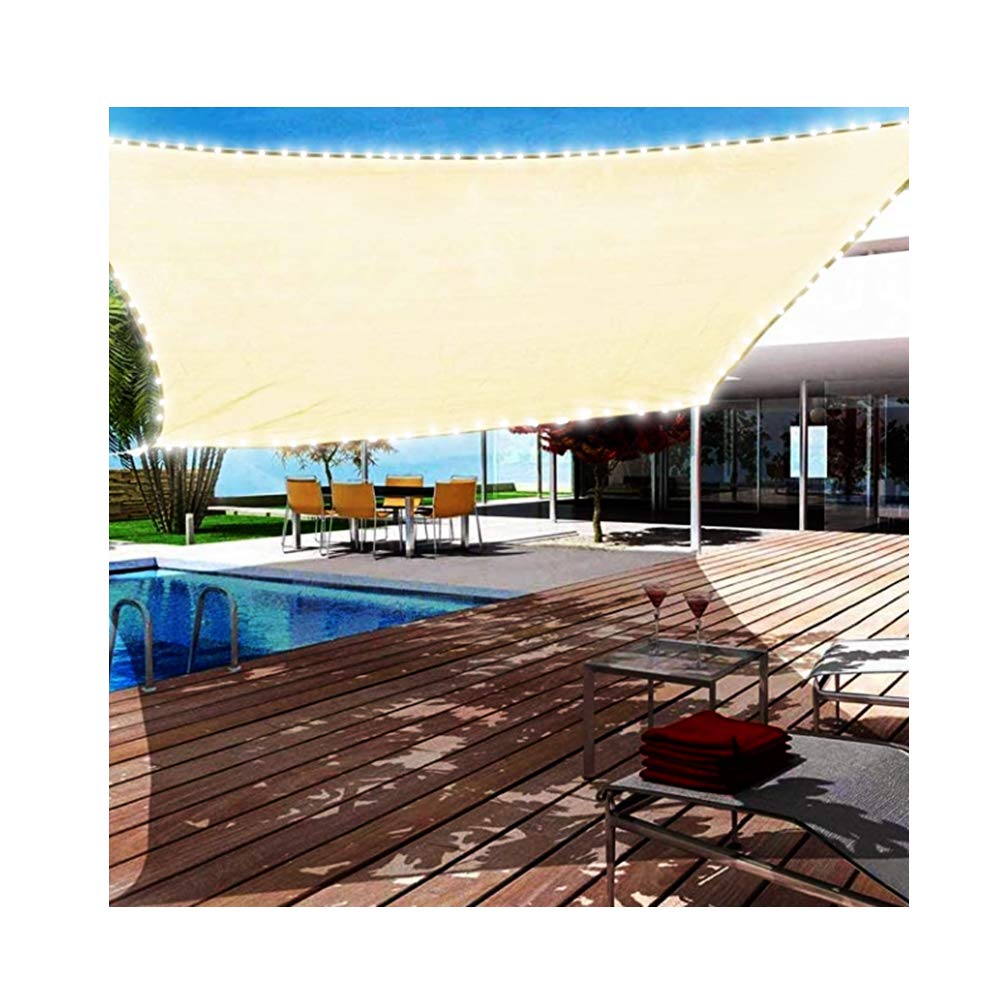 LED Sonnensegel Maia Rechteckig – Solar-Beleuchtung & Wasserdichter UV-Schutz – Hochwertiges Polyester für Garten & Terrasse (Beige 3x2m)