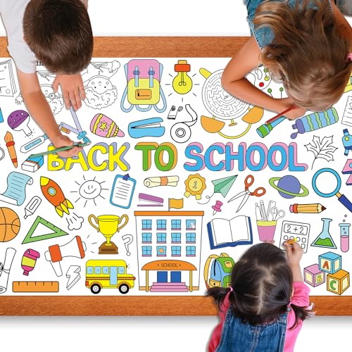 Image of Back to School Large Coloring Poster for Kids 30 x 72 Inch, Giant Coloring Paper Tablecloth Decorations, Color-in Activities Games for Classroom Supplies Must Haves
