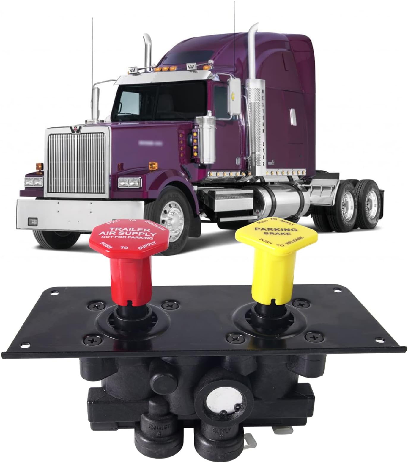 MV3 MV-3 Truck Dash Control Valve, Trailer Parking Brake Module Compatible with Volvo Western Star Ford Freightliner Kenworth Peterbilt Replace Bendix 800519 065186 107433 800529