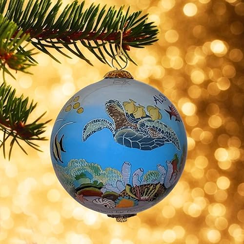 Miniatura 4 de Adorno hawaiano de cristal coleccionable con peces, corales y tortugas marinas pintado a mano con caja de regalo FCHM