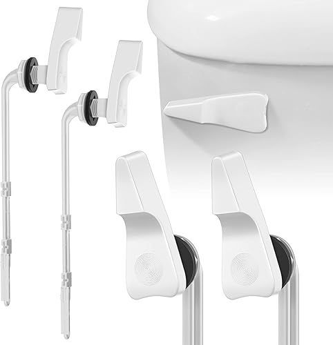 Miniatura 8 de Enhon 2 piezas de repuesto de mango de inodoro compatible con tanque de inodoro estándar americano, manija de palanca de descarga de inodoro montaje