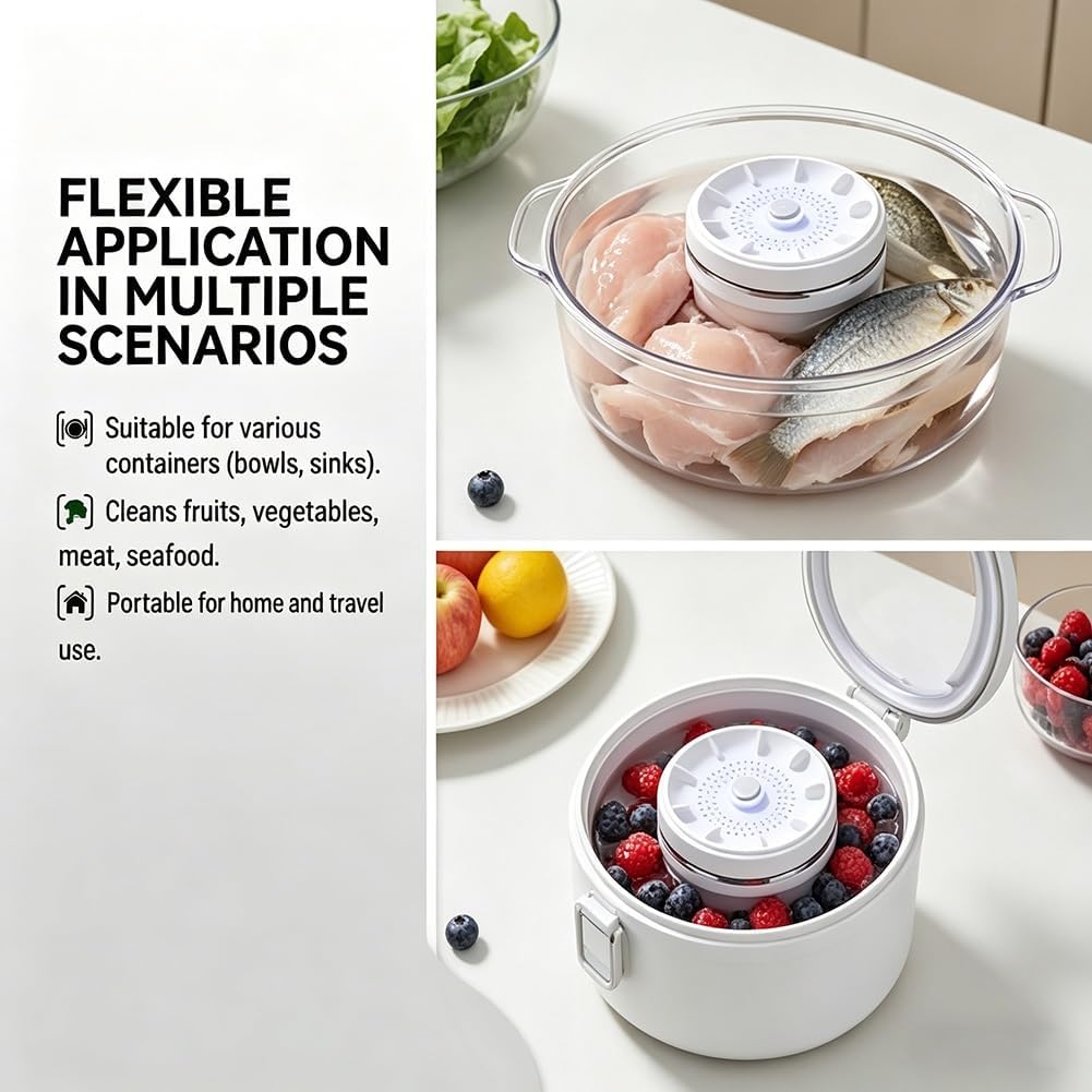 Ultrasonic Vegetable Cleaner Fruit and Vegetable Washing Machine 2026 Upgraded Fruit Cleaner Device Waterproof Vegetable Purifier Clean Produce with Titanium Electrolysis Purification for Home Kitchen