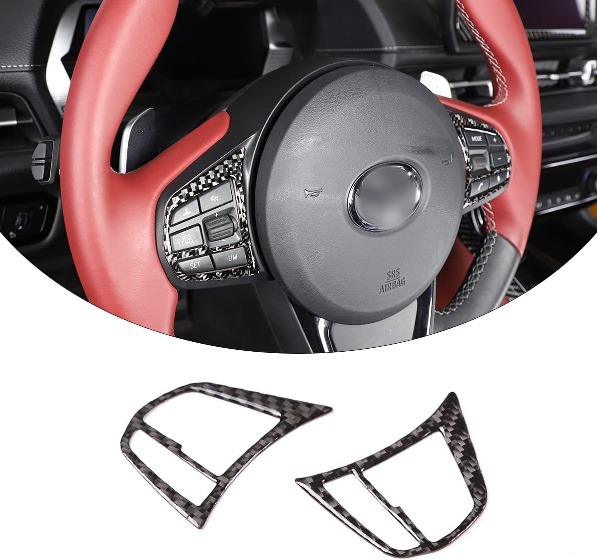 Soft Carbon Fiber Center Console Button Molding Trim Frame Compatible with Toyota Supra GR A90 A91 MK5 2019-2024 Center Console Button Protected Frame Accessories (Black Carbon Fiber)