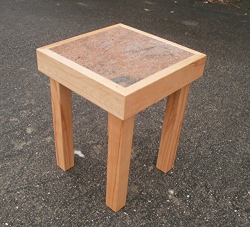 Martin Mesa Auxiliar, Taburete Núcleo Haya Maciza con Tablero de Granito, Haya, 35x35x45cm Hoch.