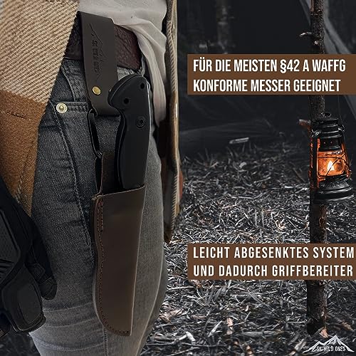 SK Wild Ones® Universell Echt Messerscheide Aus Leder - Lederscheide Für Messer - messerhülle Leder - Messerscheide Ohne Messer - Leder Messer mit Befestigung Kydexscheide Holster Gürtelclip Tek Lok
