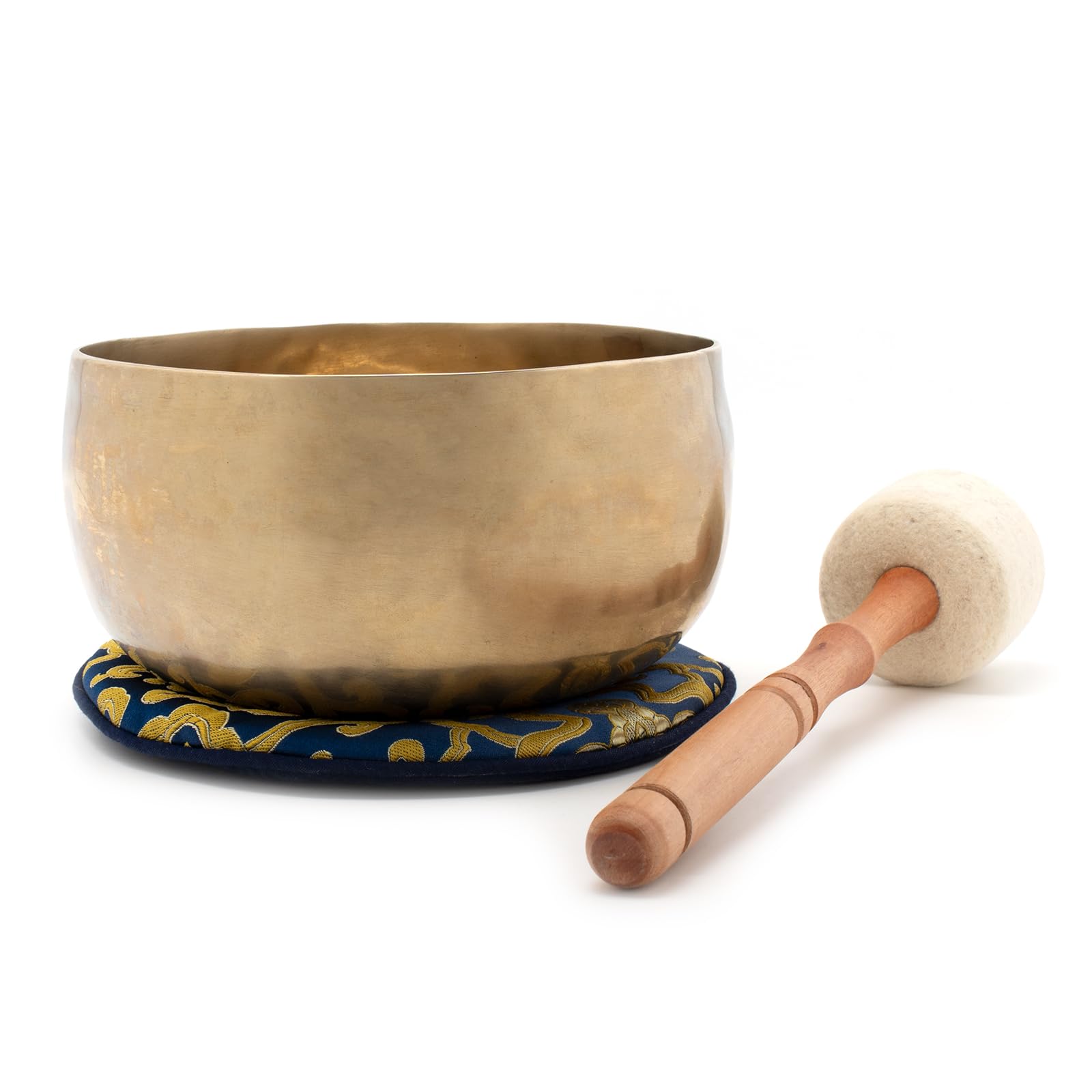 Nepal-Klangschale ca. 500–600 g, handgeschmiedet | Fair Trade aus Nepal, warmer, tiefer Klang, inkl. Zubehör