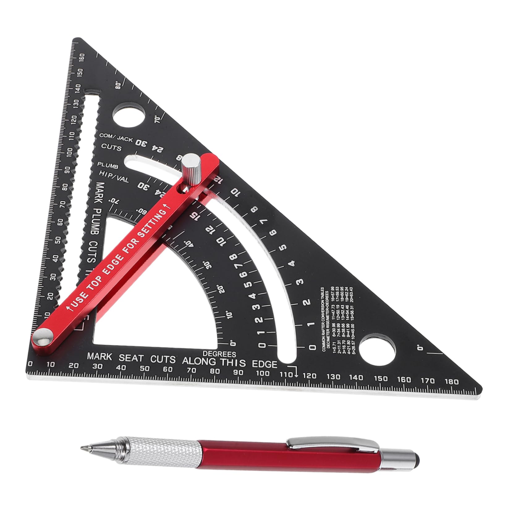 Tofficu Dreieckiges Lineal Verstellbarer Winkel Transparentes Lineal Winkelmesser für Holzbearbeitung Klappbarer Dachsparrenwinkel Anreißwinkel Werkzeug-winkellineal