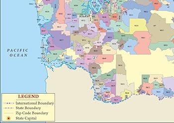 Amazon.com: 華盛頓郵遞區號地圖(寬36 x 高25 公分) : Maps of