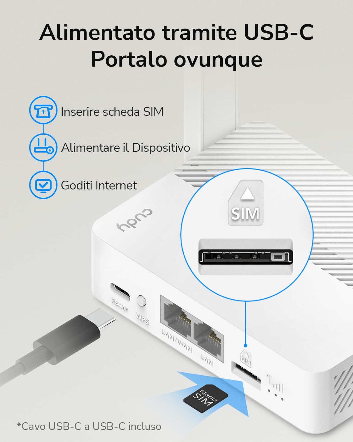 Cudy LT300 Router 4G LTE Con Sim, 300Mbps, Porta LAN/WAN, Senza configurazione, 2 Antenne Ad Alto Guadagno, FDD e TDD, VPN, DDNS, Plug and Play della scheda SIM, per Tutti Gli Operatori