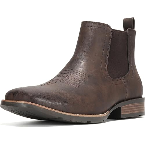 IUV Cowboy Boots For Men Ankle Boots Western Boot Casual Dress Slip On Chelsea Men