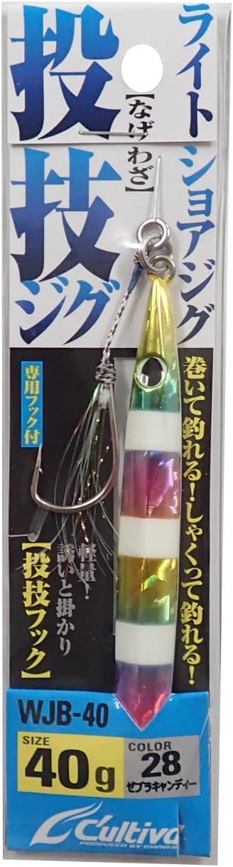 Owner WJB-40 Metal Jig, 4.1 inches (106 mm), 1.4 oz (40 g), Zebra Candy #28 31978 Lure