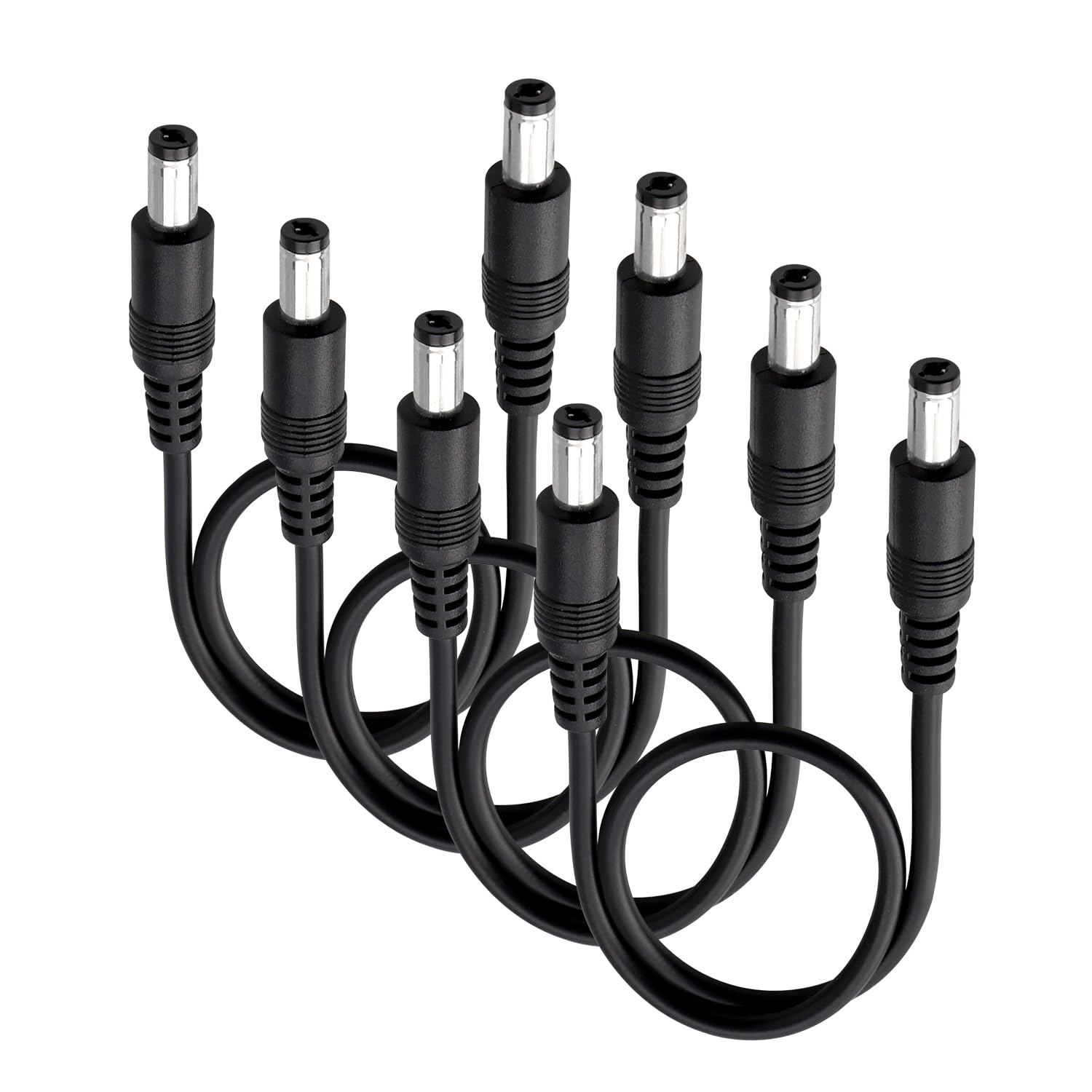 KUOQIY 4 PCS 0.3m 5.5x2.1 mm 24V 12V DC Power Extension Cable, Male to Male DC Power Extension 22AWG, for CCTV Security Cameras, Router, Black