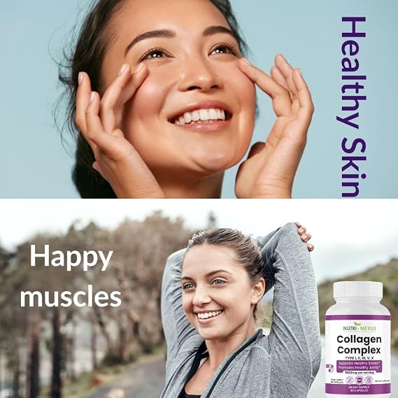 Multi Collagen Peptides Capsules, Types I, II, III, V & X, Hydrolyzed Bovine Supplement for Skin, Hair and Nail Wellness, for Women and Men. 90 Capsules.