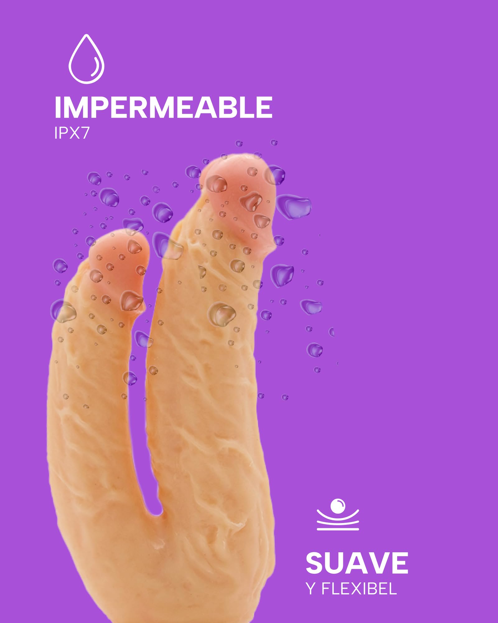 MySecretCase Consolador Doble 18,5cm y 21cm Consoladores con Ventosa Penes Realistas Hombre Penes de Goma Dildo Doble Penetración Dildos Anales y Vaginales Compatible Arnés Strap-on Juguetes Sexuales