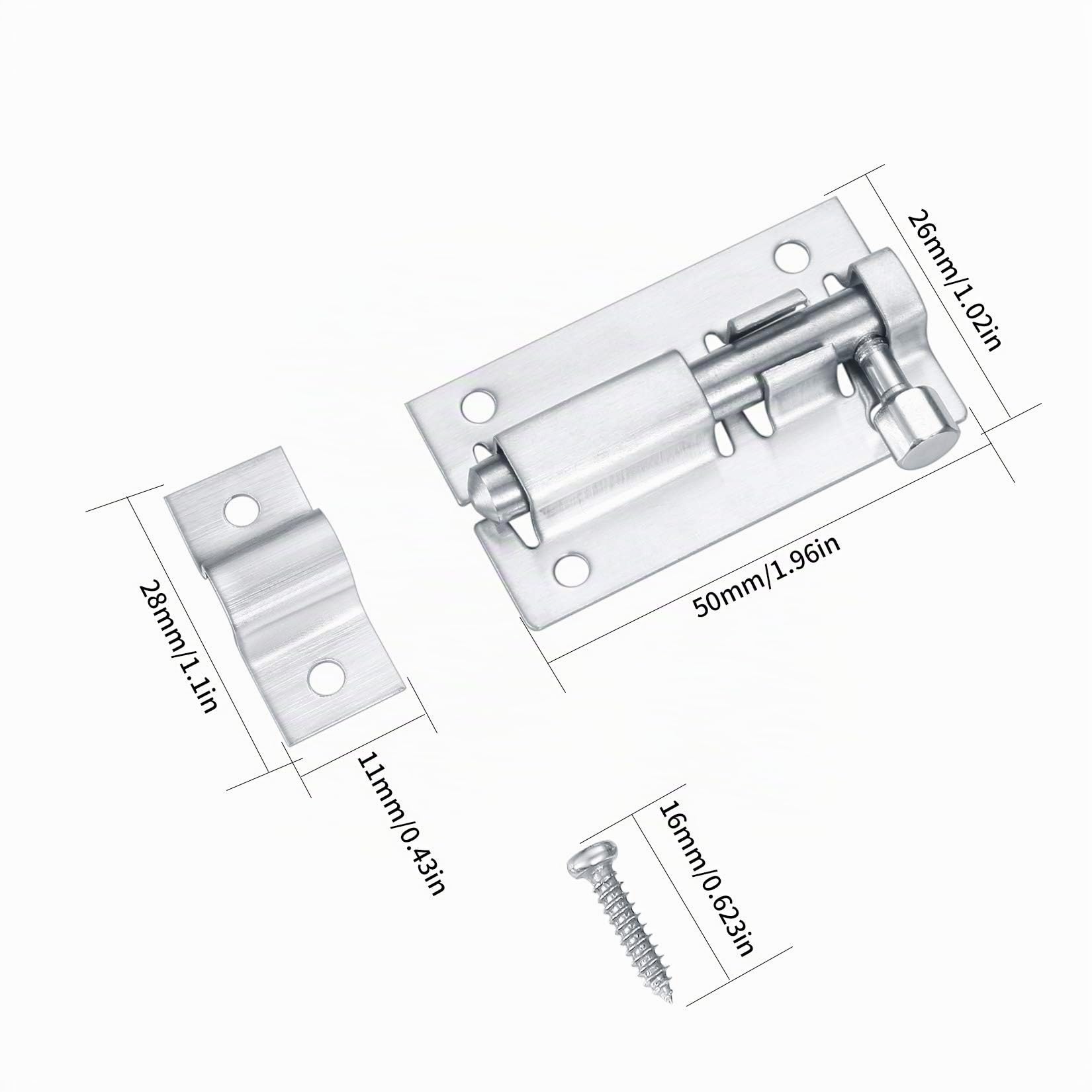 Bullone Serratura Porta, Bulloni di Porta, Slide Bolt con Viti, Chiavistello per Porta in Legno per Porte di Sicurezza, Camera da Letto, Capanno, Porte Del Bagno, Toilette - 4 Pezzi