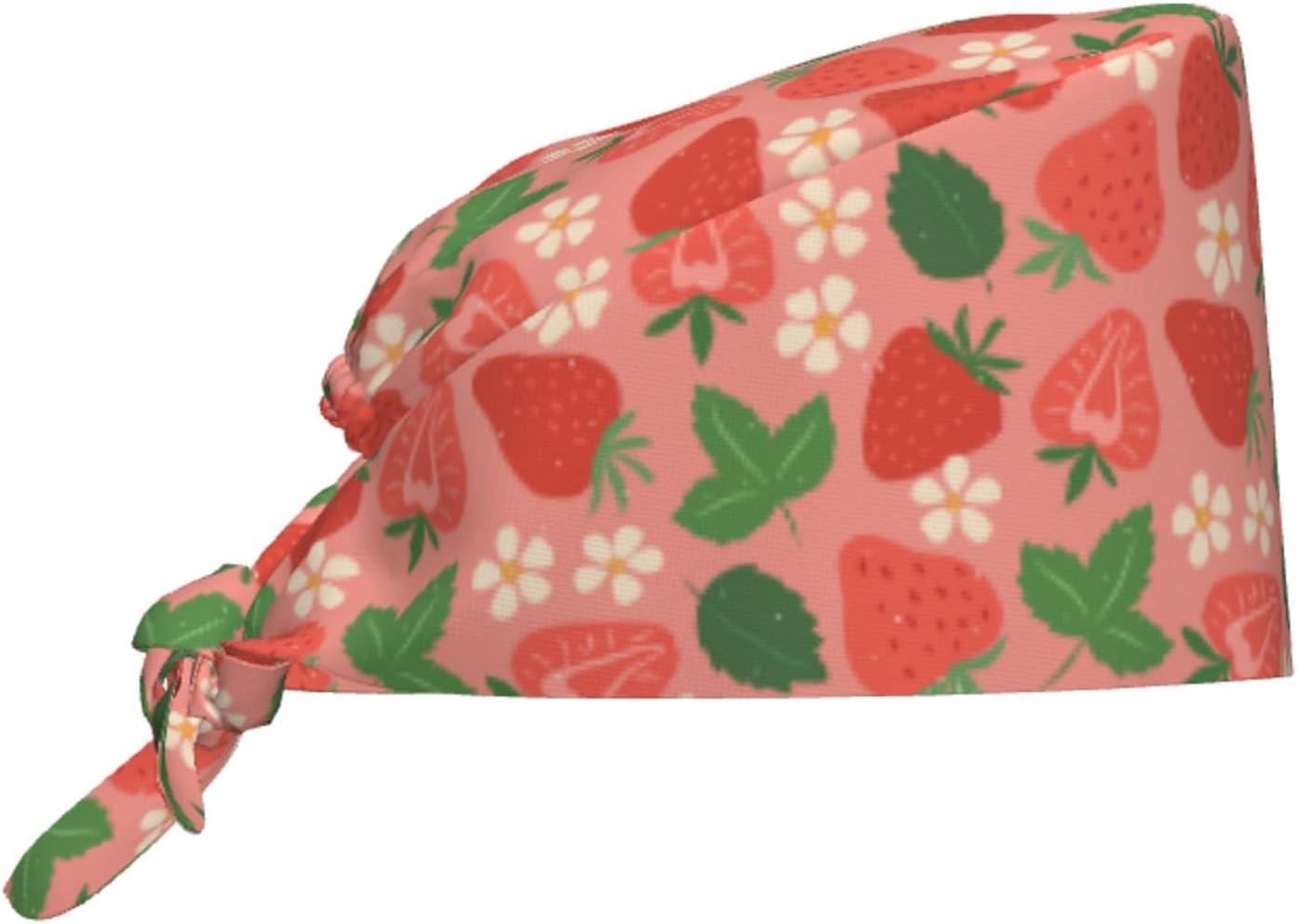 Strawberry Flower Pink Adjustable Working Cap Breathable Unisex Women Men Elastic Bandage Tie Back Hats Scrub Nursing Doctor Surgeon Cap