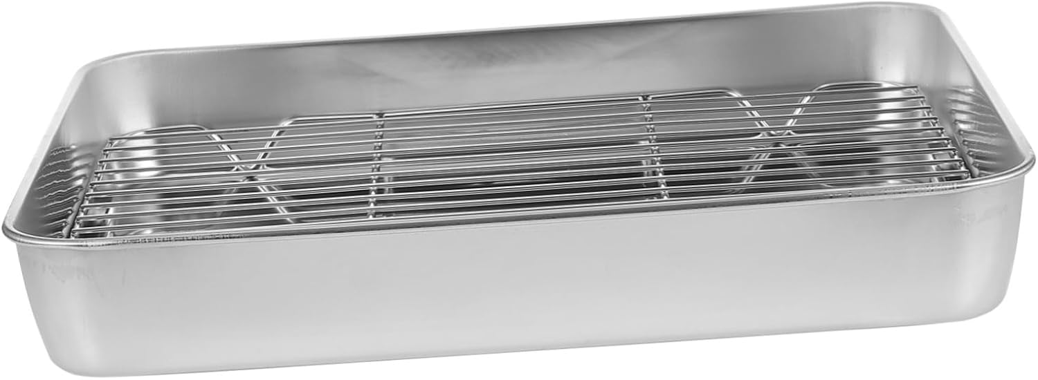 KICHOUSE Stainless Steel Baking Tray Kitchen Bakeware with Smooth Surface for Roasting Cooking and Diy Baking Fun