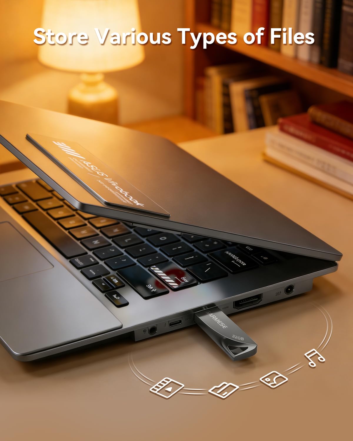 5 unidades flash USB 3.0 de 32 GB, memoria USB de metal impermeable, unidad de pulgar delgada portátil con agujero para llavero, elegante unidad de salto para computadora