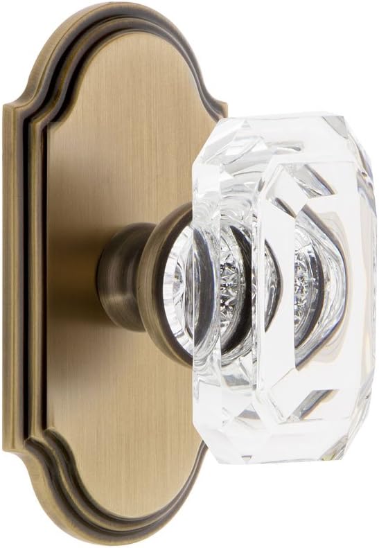 Grandeur 828040 Arc Plate Dummy with Baguette Crystal Knob in Vintage Brass