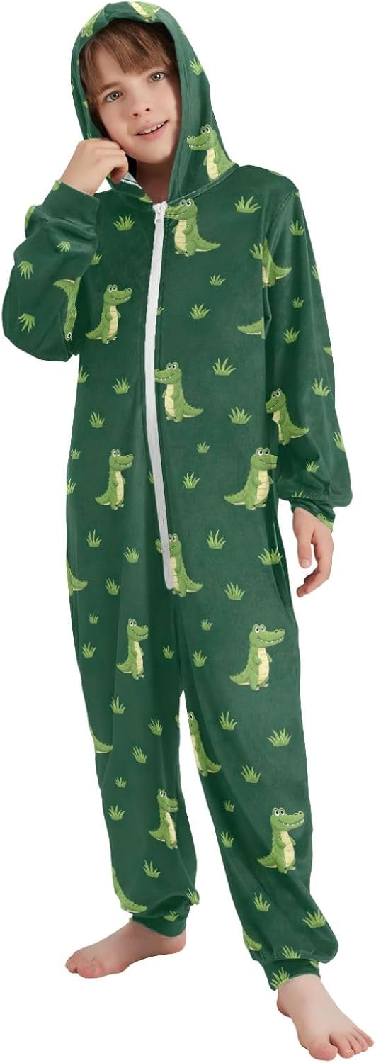 Cute Green Alligators Unisex Kids Onesie, Comfy Novelty Unisex Child Kid Jumpsuits Home Clothing Boys Girls 5-6 Y