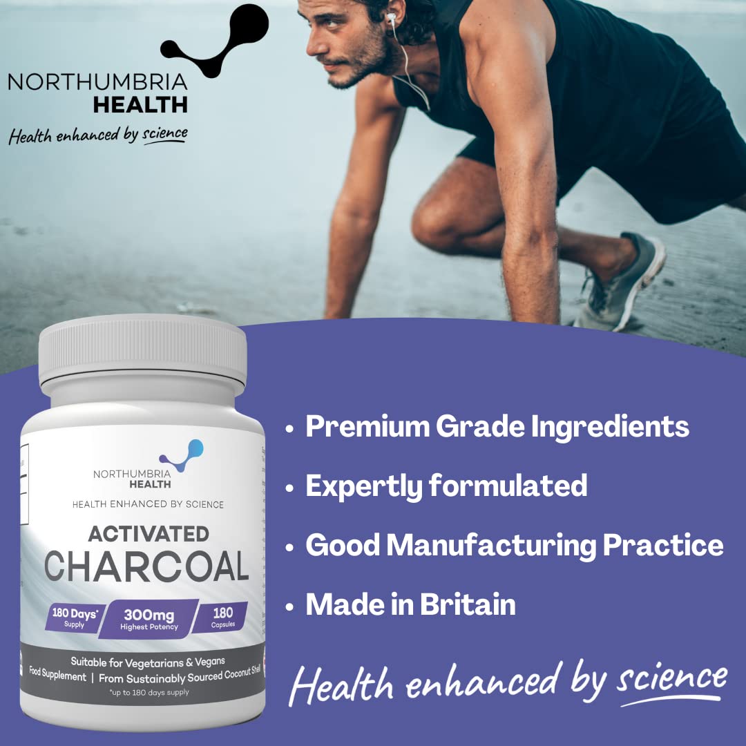 Buy Activated Charcoal Capsules 300mg per Capsule, 180 Vegan Capsules, Reduce Flatulence, Gas