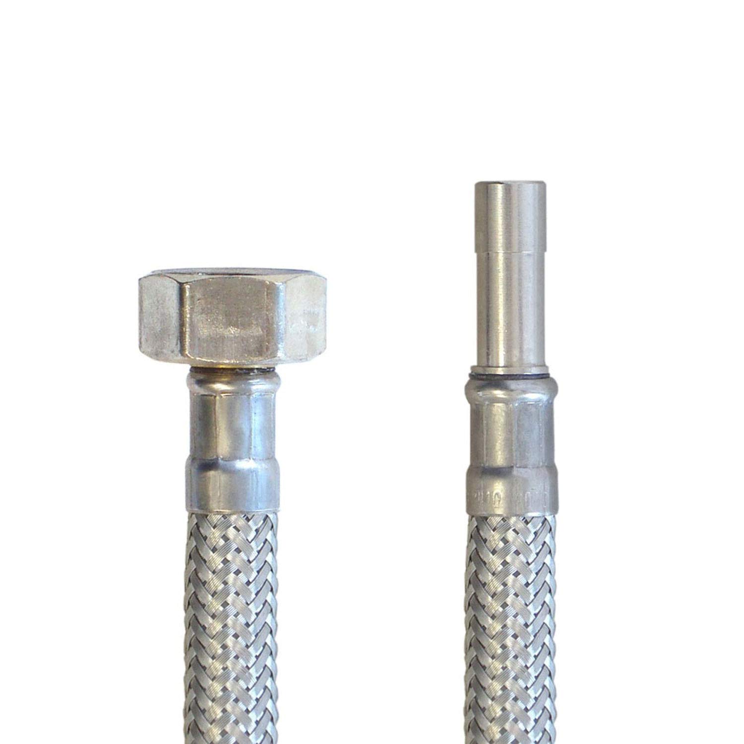 2 Stuks 304 Roestvrij Stalen Flexibele Slang 3/8, 30 cm Pantserslang 3/8 inch Wartelmoer en Buitendraad, Armatuurslang voor Kraan, Hoekventiel, Waterverwarmer
