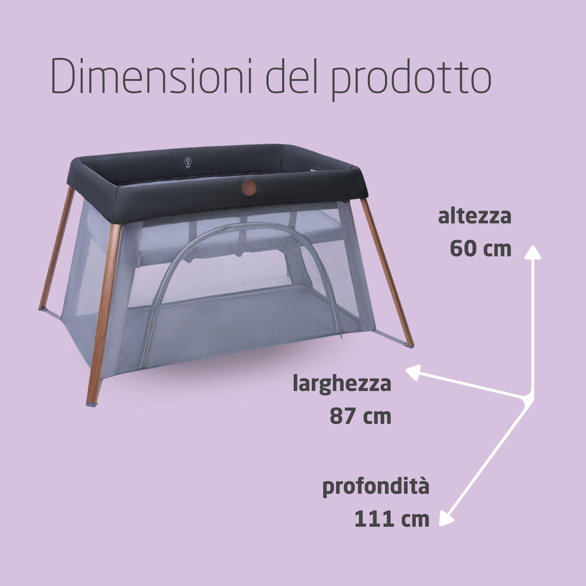 Maxi-Cosi Iris2, 2 in 1 Culla da Campeggio Neonato, 0-3 anni, 0-15 kg, Lettino da Viaggio Compatto, Pieghevole e Leggero, 2 Modalità Nanna, Finestra Accesso, Materasso Lettino, Essential Graphite