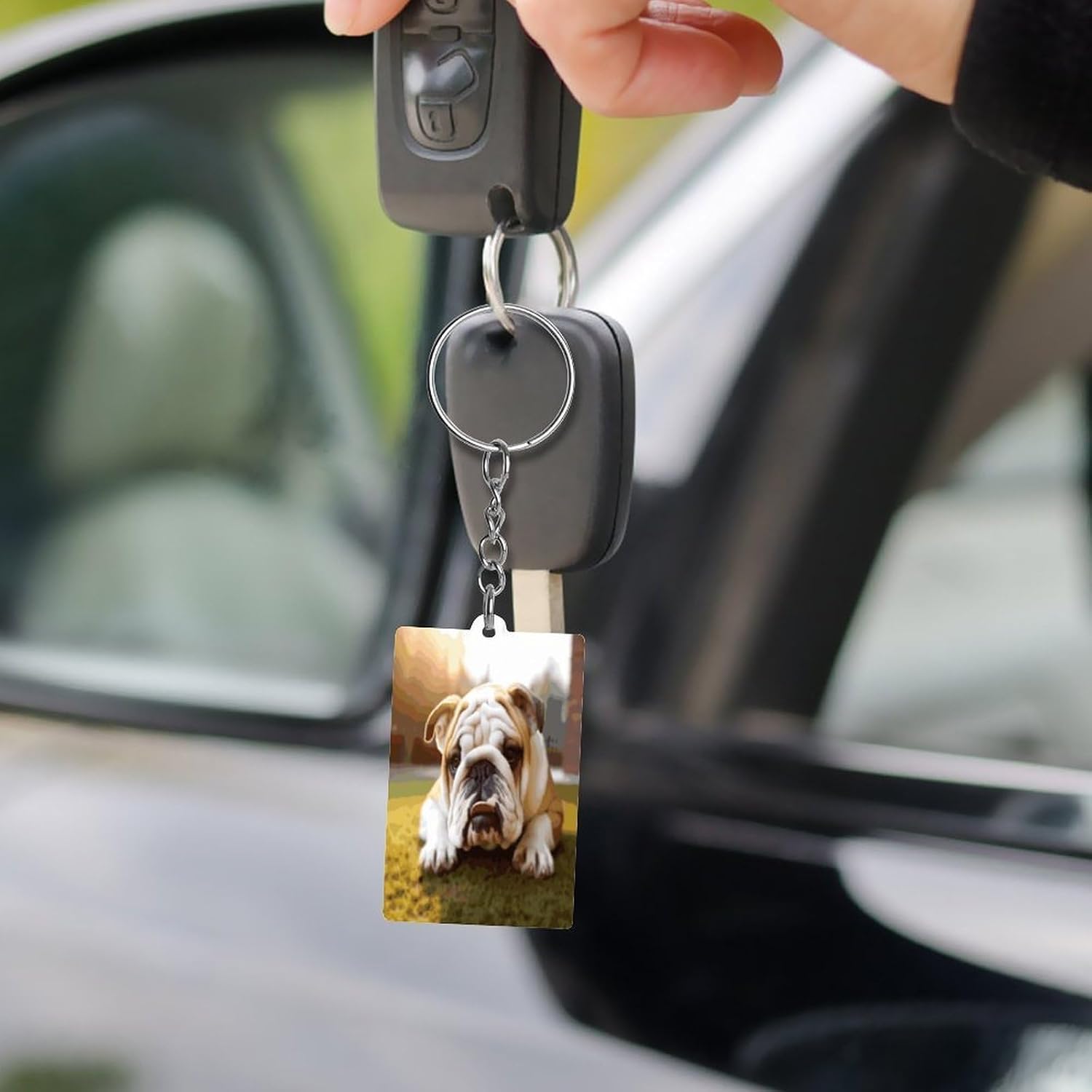 Cute Bulldog Puppy Key Chain Acrylic Keychain Key Rings image 5